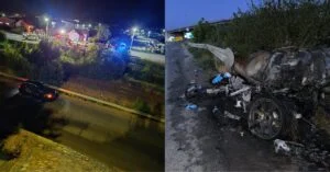 Două persoane au murit carbonizate după un accident produs în noaptea de 24 spre 25 aprilie în Râmnicu Vâlcea, șoferul urmărit de poliție circula cu 185 km/h