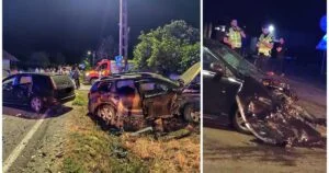 Accident grav! Opt răniți, inclusiv doi copii, după impact frontal
