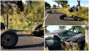Accident rutier pe DN3, lângă Lipnița: o fetiță de 11 ani a decedat după ce căruța în care se afla a fost lovită de un autoturism condus de un bărbat bulgar de 71 de ani