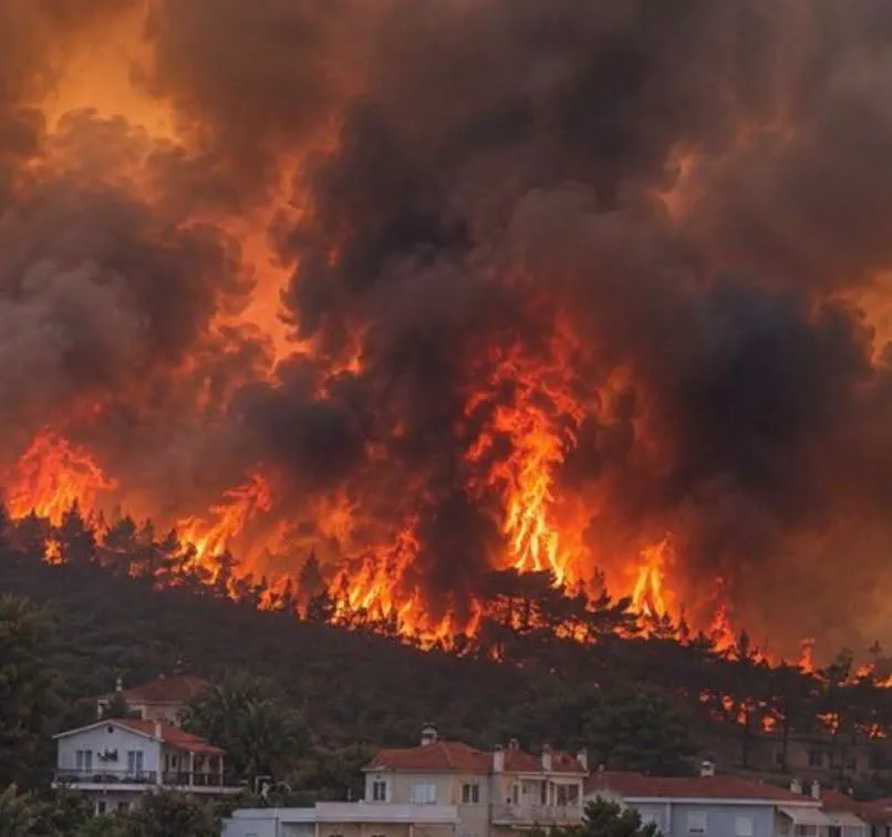 Incendiu de pădure în regiunea Attica. Vântul puternic îngreunează misiunea pompierilor greci