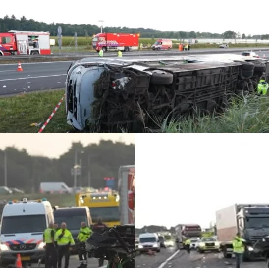 Autocar cu zeci de elevi germani, accidentat grav în Olanda. Sunt opt persoane rănite